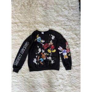 Disney Mickey Mouse‎ & Friends Black Graphic Print Crewneck Sweatshirt